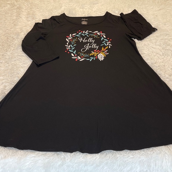 City Streets WOMENS CHRISTMAS SIZE L, SEE MEASUREMENTS Black Garment HOLLY JOLLY - Picture 1 of 7